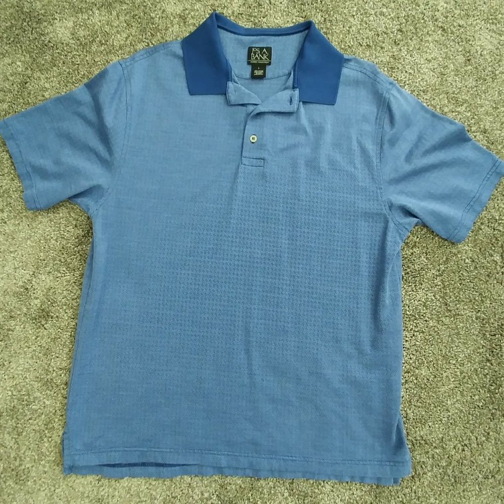 JOS.A.BANK Classic Collection Men's Large Blue print Polo Shirt .